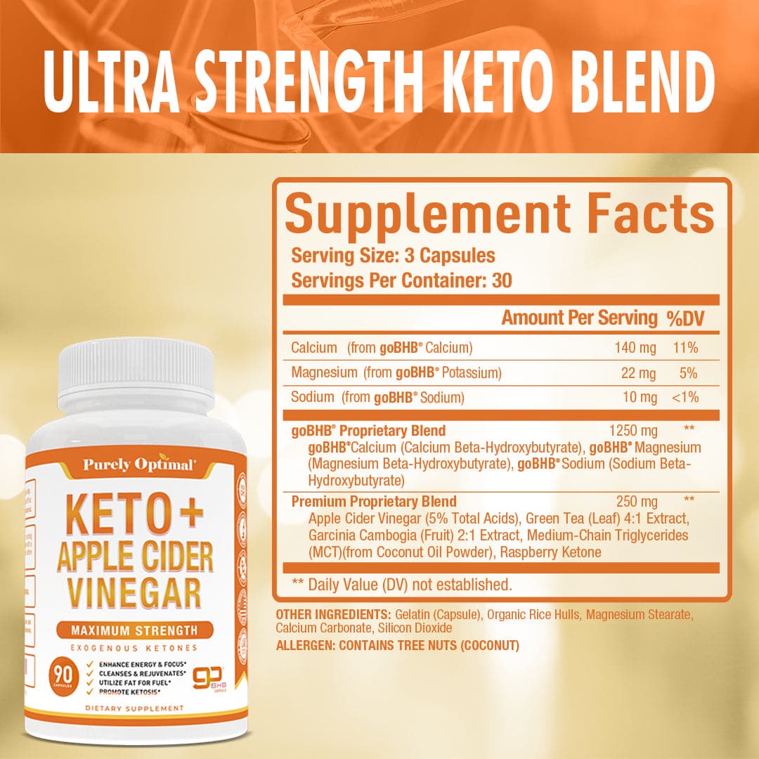 Keto + Apple Cider Vinegar Pills Purely Optimal Nutrition