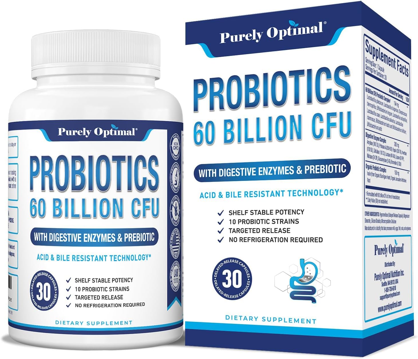 Nature's Live Probiotics 100 Billion CFU – Digestive & Immune Health Capsules (120/240/480 Count)